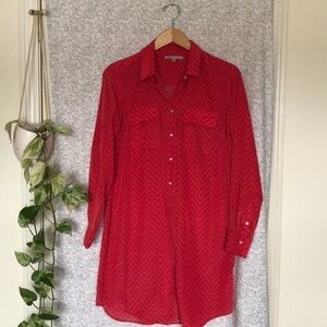 GAP popover dress/tunic in red&pink chevron